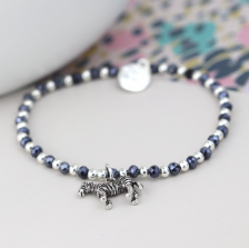 Silver Plated Midnight Bead Bracelet with Zebra by Peace of Mind